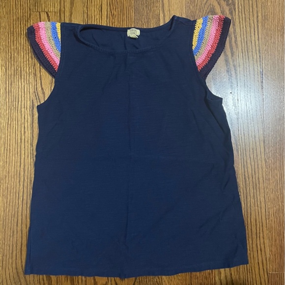 True Craft Navy Tank Crocheted Capped Sleeve Size Small - Picture 1 of 5